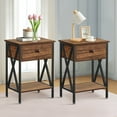 thumbnail image 6 of Taomika 3-piece Coffee Table Set with Shelf, Coffee Table with Set of 2 Nightstands, Brown Sets, 6 of 10