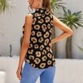 thumbnail image 3 of Beige Leopard Spots Black Background Blouses Women Bow Tops Elegant Sleeveless Office Work Shirt Casual Holiday Women's Tops, 3 of 6