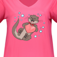 thumbnail image 3 of Inktastic Cute Smiling Valentine's Day Otter with Heart Women's Plus Size V-Neck T-Shirt, 3 of 4