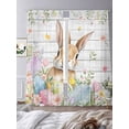 thumbnail image 3 of Easter Sheer Curtains 84 Inch Length 2 Panels Set Window Treatments, Rustic Spring Bunny Eggs Botanical Grey Wooden Rod Pocket Semi Curtains for Living Room/Bedroom/Kitchen Décor, 104"W x 84"L, 3 of 7
