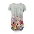 thumbnail image 4 of NAMTYQX Womens Short Sleeve Tops Loose Fit Button V Neck Casual Trendy Patterned Plus Size Short Sleeve Pleated Light Gray Size M, 4 of 5