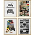 thumbnail image 2 of PixonSign Framed Wall Art Gamepad & Books Realism Posters, Set of 4 Vintage Nostalgic Video Game Controller & Audio Tape Canvas Prints, Retro Prints Wall Décor for Home - 12"x16" Natural, 2 of 5