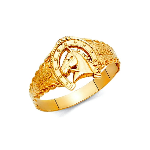 14k Yellow Gold Lucky Horseshoe Ring Size 7 Ring for Women - 1.8 Grams