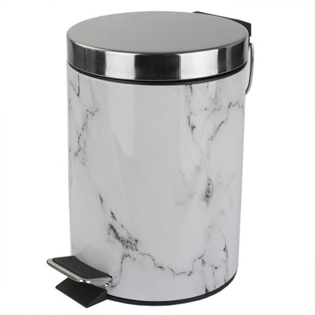 Home Basics White Faux Marble 3 Liter Waste Bin