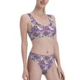 thumbnail image 2 of Vsdgher Womens High Waisted Bikini Sets Two Piece Swimsuit Violets Flowers Print Tummy Control Bathing Suit-X-Large, 2 of 8