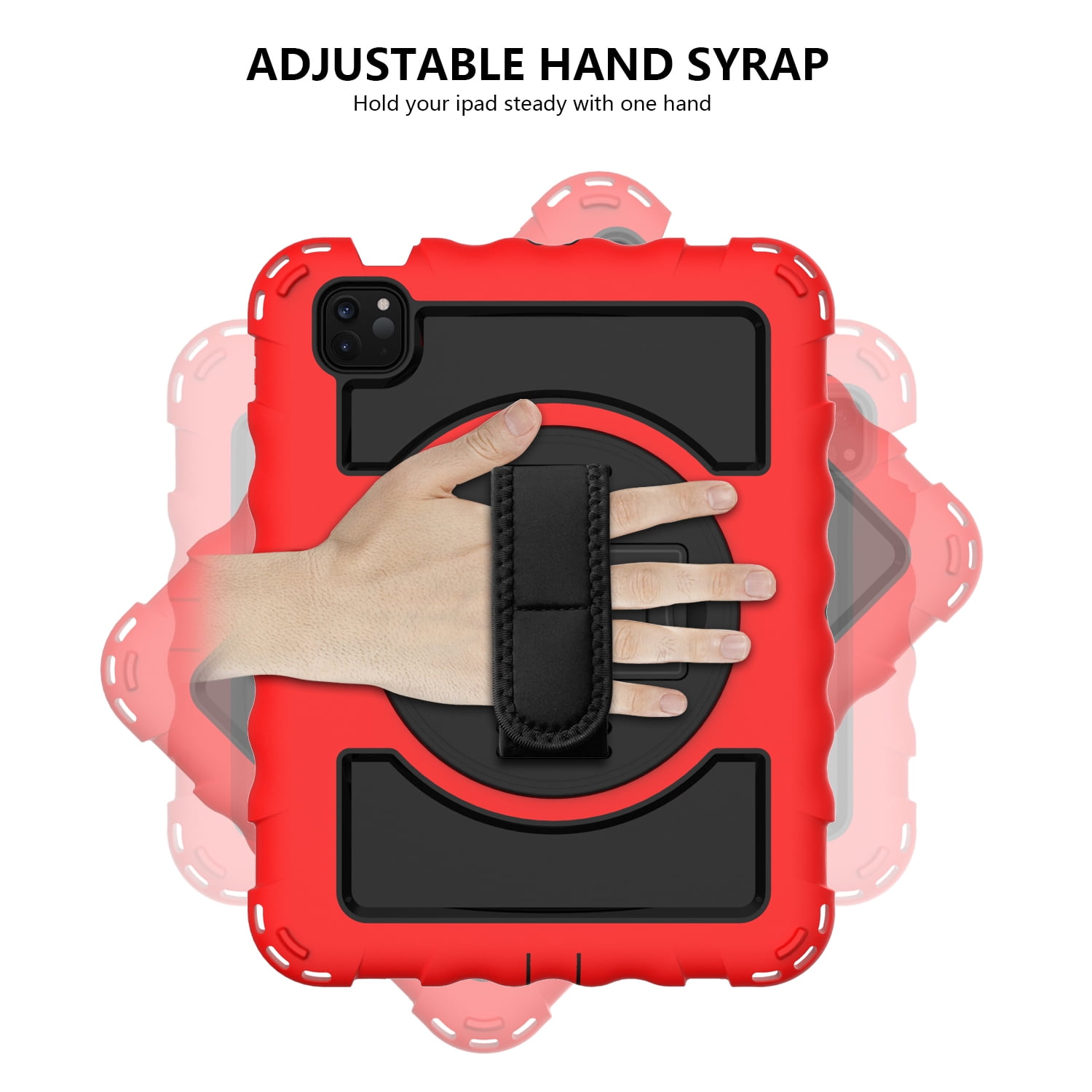 Allytech iPad Air 5 4 10.9 Case 2022/2020, Heavy Duty Shockproof Kids Case with Pencil Holder Hand Strap Kickstand Shoulder Strap for Apple iPad Air 5th 4th Generation 10.9 Inch -Red