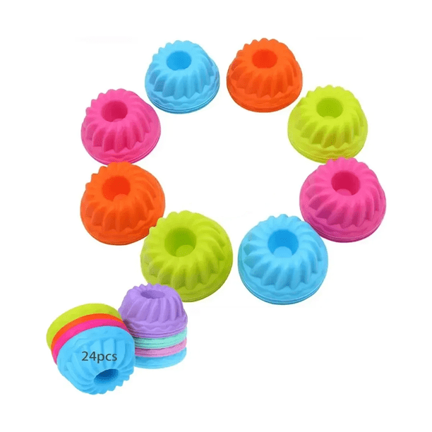 24 Pcs Molde Rosca Silicona Capacillo Gelatina Repostería Malubero, Multicolor