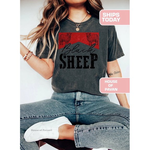 Western Black Sheep Shirt, Vintage Inspired Graphic Tee, Retro Western T-Shirt for Women