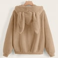 thumbnail image 6 of Xudanell Sweaters for Women Winter Casual Cute Solid Rabbit Ears Hoodie Sweatshirt Heavy Khaki M, 6 of 8