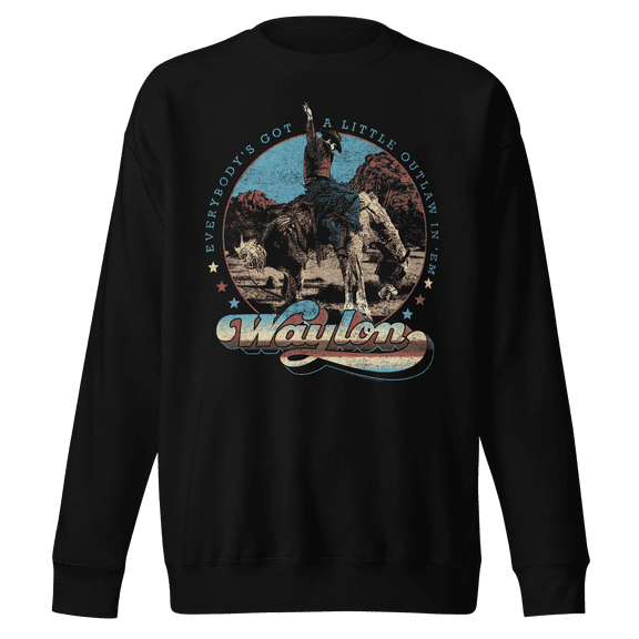 Waylon Jennings A Little Outlaw in Em Sweatshirt