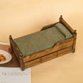 thumbnail image 2 of LShunze Dollhouse Miniature Bed with Drawer 1:12 Wooden Furniture European Bedroom Bedding Furniture Accessories with Pillow & Mattresses Mini House Decoration, 2 of 8