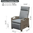 thumbnail image 2 of TOTAL Outdoor Reclining Chairs with Extended Footrest, Adjustable Patio Wicker Lounge Recliner up to 150° with Flip Side Table, Thickness Cushions for Indoor & Outdoor,Gray, 2 of 7