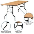 thumbnail image 2 of 30'' x 96'' Rectangular Wood Folding Banquet Table with Clear Coated Finished Top, 2 of 9