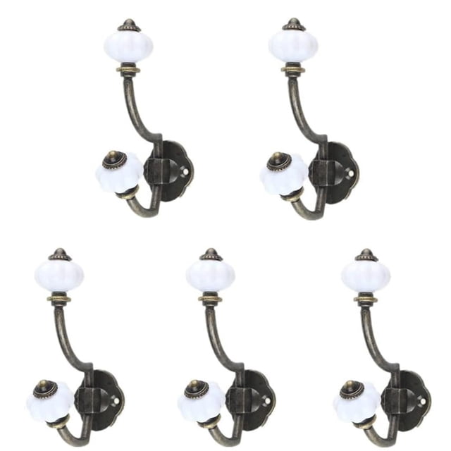 Dinheiro Juego de 2 percheros de pared vintage con perchas de metal de calabaza de cerámica
