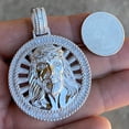 thumbnail image 5 of Real Solid 925 Sterling Silver Jesus Piece Pendant Iced Baguettes Medallion Charm Round 1.5" inch, 5 of 10