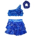 thumbnail image 3 of Alvivi Kids Girls 3 Piece Dance Outfits Sequins Crop Top with Skirt Jazz Latin Performance Costume Royal Blue 14, 3 of 6