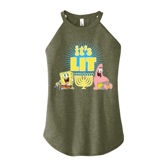 SpongeBob SquarePants - It's Lit Hanukkah - Juniors High Neck Tank Top