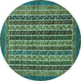thumbnail image 1 of Ahgly Company Machine Washable Indoor Round Abstract Turquoise Blue Modern Area Rugs, 8' Round, 1 of 4