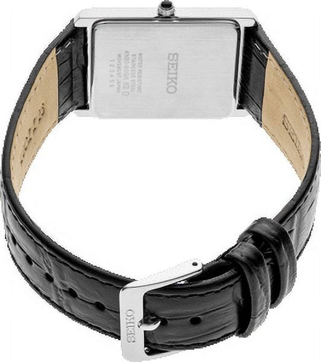 Seiko Essentials Quartz White Dial Black Leather Men's Watch