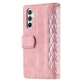thumbnail image 3 of SaniMore for Samsung Galaxy S24 Wallet Case, Wrist/Crossbody Lanyard, 3D Lattice PU Leather Kickstand Zipper Purse Card Slots Magnetic Clasp Shockproof TPU Shell Anti-drop, Pink, 3 of 9