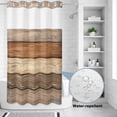 thumbnail image 2 of No Hook Shower Curtain, Farmhouse Beige Brown Shower Curtains for Bathroom with See Through Top Window, Vintage Wooden Striped Waterproof & Washable Bath Curtain Stand Up Stall 36"x72", 2 of 9