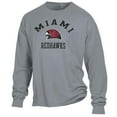 thumbnail image 2 of Men's ComfortWash Gray Miami University RedHawks Arch Logo Garment Dyed Long Sleeve T-Shirt, 2 of 3