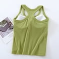 thumbnail image 4 of LYEAA Tank Top with Built in Bra Padded Sleeveless Crew Neck Basic Summer Casual Cropped Undershirt Solid Racerback Beach Pullover Vest Breathable Soft Loungewear Womens Going Out Clothes Green L, 4 of 6