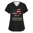 thumbnail image 3 of 250 Anniversary Scrub Tops for Women American Flag Print Patriotic V Neck Shirts Short Sleeve Lightweight Regular Fit Casual T Shirts with Pockets, #01 Black, S, 3 of 4