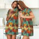 thumbnail image 4 of Easygdp Colorful Hawaii Palms Camisón de manga corta para mujer, informal, estampado, 4 of 6