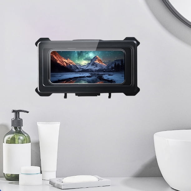 Soporte impermeable para teléfono móvil, caja de almacenamiento para baño, estante de cocina para montaje en pared, caja de almacenamiento impermeable para montaje en pared, soporte