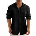 thumbnail image 1 of AherBiu Plus Size Mens Linen Shirts Long Sleeve Button down Lightweight Shirts Fall Solid Casual Beach Shirts, 1 of 5