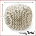 thumbnail image 6 of Casafield Round Pouf Ottoman, Natural - 20" Dia x 14.5" High Cotton Knit Foot Stool - Boho Floor Pouffe for Living Room, 6 of 7