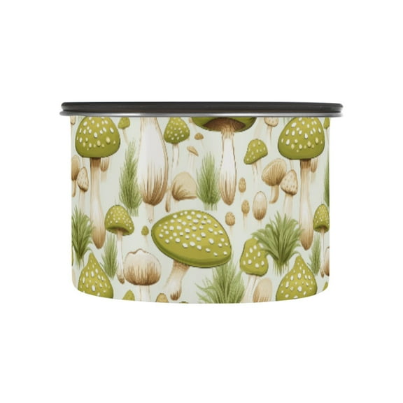 Green Mushrooms Airtight Coffee Bean Canister 17oz Food Storage Containers with Lids For Gournd, Tea, Sugar, Flour, Rice, Cereal, Candy Cookie Jar