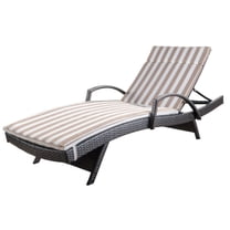 GDF Studio Olivia Outdoor Wicker Adjustable Chaise Lounge with Cushion, Multibrown and Brown and White