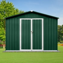 6ftx8ft Outdoor Garden Modern Metal Shed, Waterproof Sturdiness Galvanized Steel Aluminum Pad-lockable Storage Shed Utility Tool House Gray