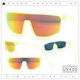 thumbnail image 2 of Bold Color Mirror Shield Sport Plastic Wrap Curved Sunglasses Neon Green - Orange Mirror, 2 of 8