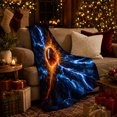 thumbnail image 3 of Fiery Football Electric Lightning Storm Sports Fan, Mystical Celestial Scene, Warm Flannel Blanket for Living Room and Bedroom, Celestial Art Lovers Housewarming Gift, Celestial Home Decor, 3 of 7