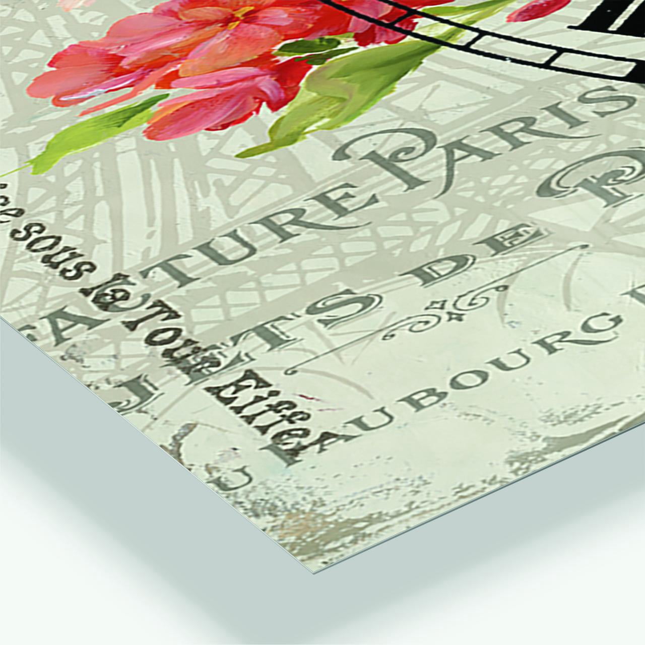 Designart 'Red Painted Flowers on Vintage Postcard II' Farmhouse Wall Clock