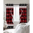 thumbnail image 2 of Red Black Christmas Blackout Curtains 96 Inch Length 2 Panels Set, Winter Deer Xmas Elk Snowflakes Full Shading Curtains for Windows, Blackout Curtains for Bedroom Living Room 52"x96", 2 of 8