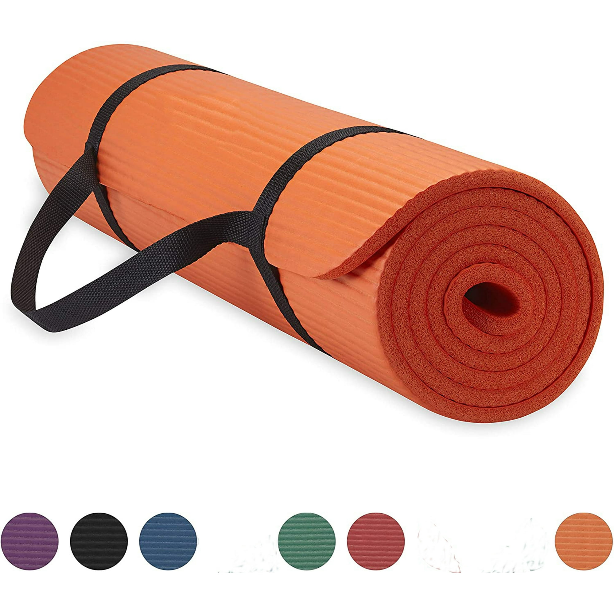 Thick Yoga Mat Fitness Exercise Mat with Easy Cinch Yoga Mat Carrier Strap 72 L X 24 W X 2 5 Inch Thick
