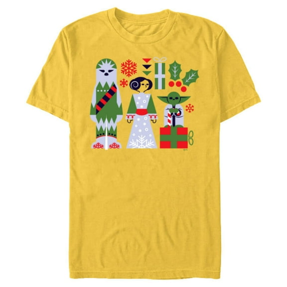 Star Wars Chewbacca Princess Leia and Yoda Christmas Holiday - Short Sleeve Blended T-Shirt for Adults - Customized-Yellow