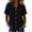 Black, variant on Womens Scallop Peter Pan Collar Button Down Short Sleeve Shirts Linen Textured Straight Waist Curved Hem Solid Color Lightweight Breathable Soft Casual Tunic Blouse Tops