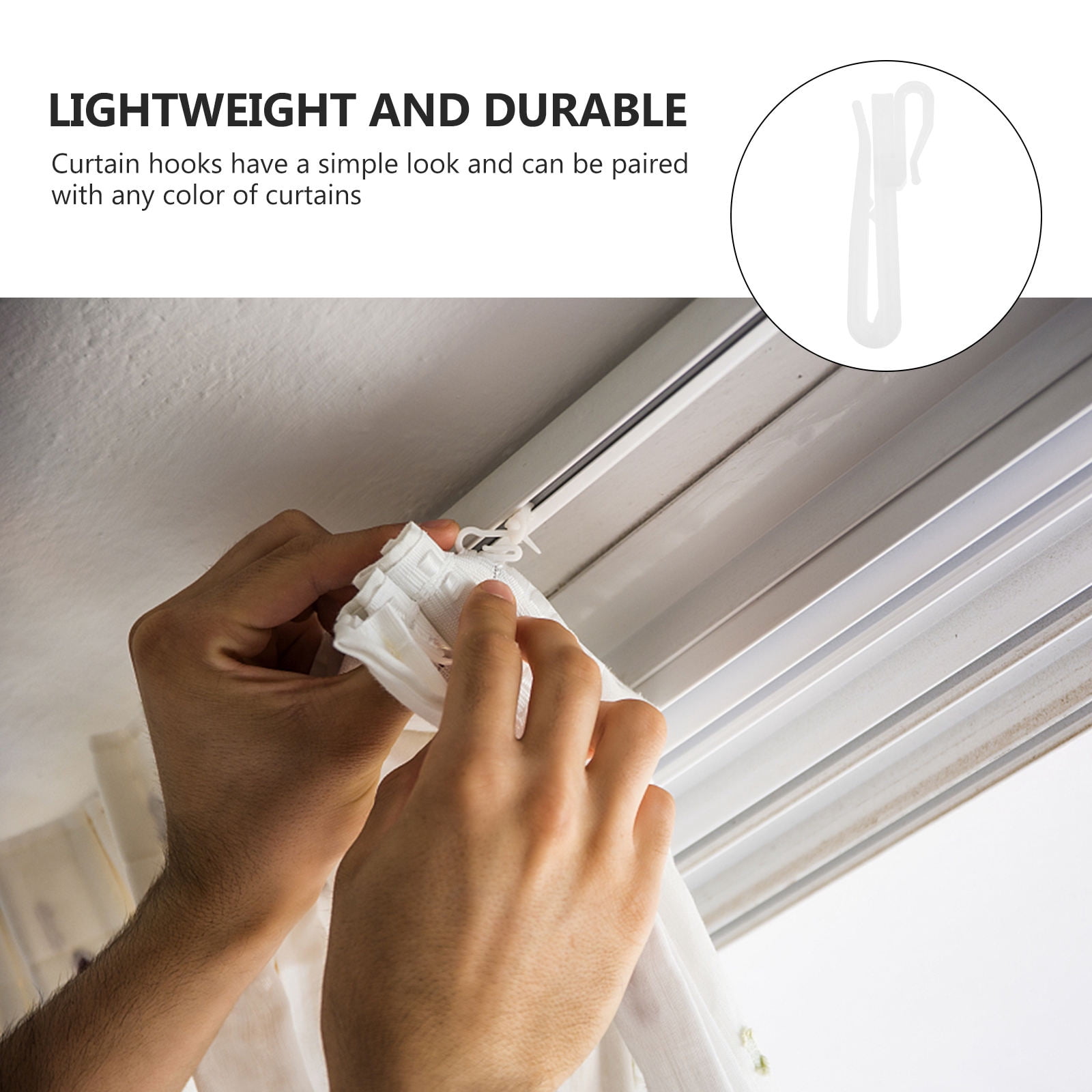 Raindrops 300 Pcs Adjustable Hooks for Pegboard, Ticking Stripe French Pinch Pleat White Window Curtains