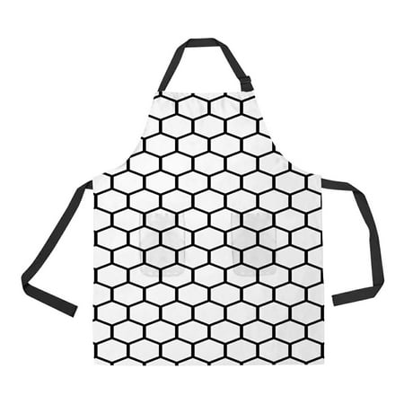 

ABPHQTO Black Honeycomb Isometric Geometry Apron Home Kitchen Apron with Pockets