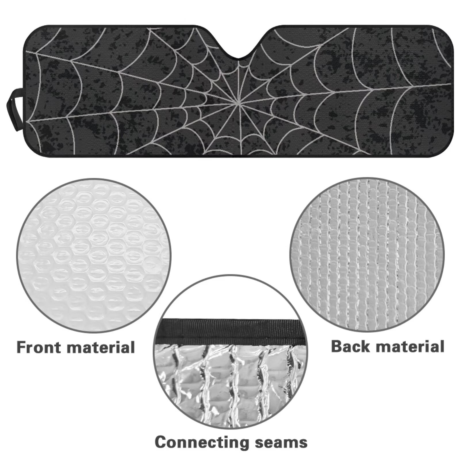 Uorisanigo Windshield Sun Shade UV Rays & Heat Protection Accessories for Jeep Wrangler, Foldable Spider Web Print Windshield Shade for Jeep Wrangler TJ JK JKU 1996-2018