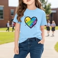 thumbnail image 5 of Rainbow Heart Shirt for Girls | Kids Valentine's Day Short Sleeve Cotton T-Shirt | Casual Graphic Tee Kids to Big Kid Blue,Size 4 T, 5 of 9