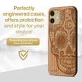 thumbnail image 2 of Case Yard Wooden Case Outside Soft TPU Silicone, Slim Fit Shockproof Wood Protective Phone Cover for Girls Boys Men and Women, Supports Wireless Charging Gothic Skull Design case for iPhone-11, 2 of 7
