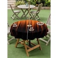 thumbnail image 4 of Outdoor Tablecloth with Umbrella Hole for Patio/Picnic/Party/Camping, Burnt Orange Black Ombre Waterproof Table Cloth Round Cover Washable, Modern Abstract Striped Gradient (Dia 54"), 4 of 8