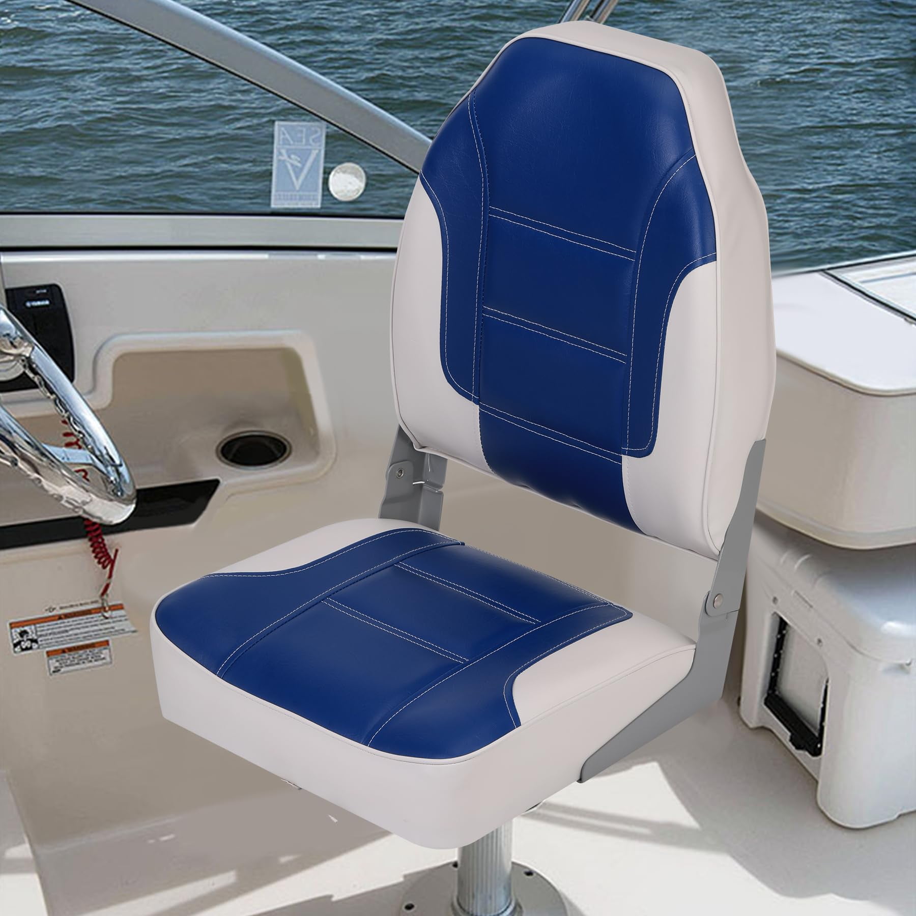 M optimized Set of 2 Premium High Back Folding Boat Seat, Marine Seats for Fishing, Sightseeing, Speedboats, Canoes