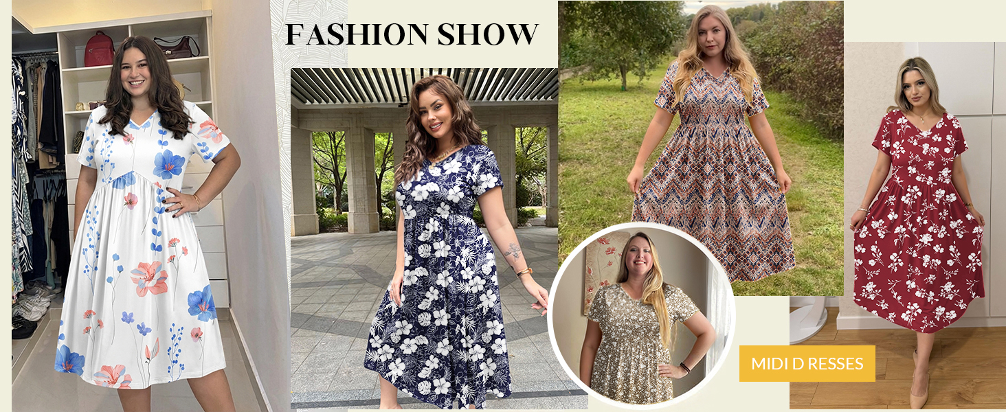 WellSize Plus Size Floral Midi Dress with Pockets photo 7